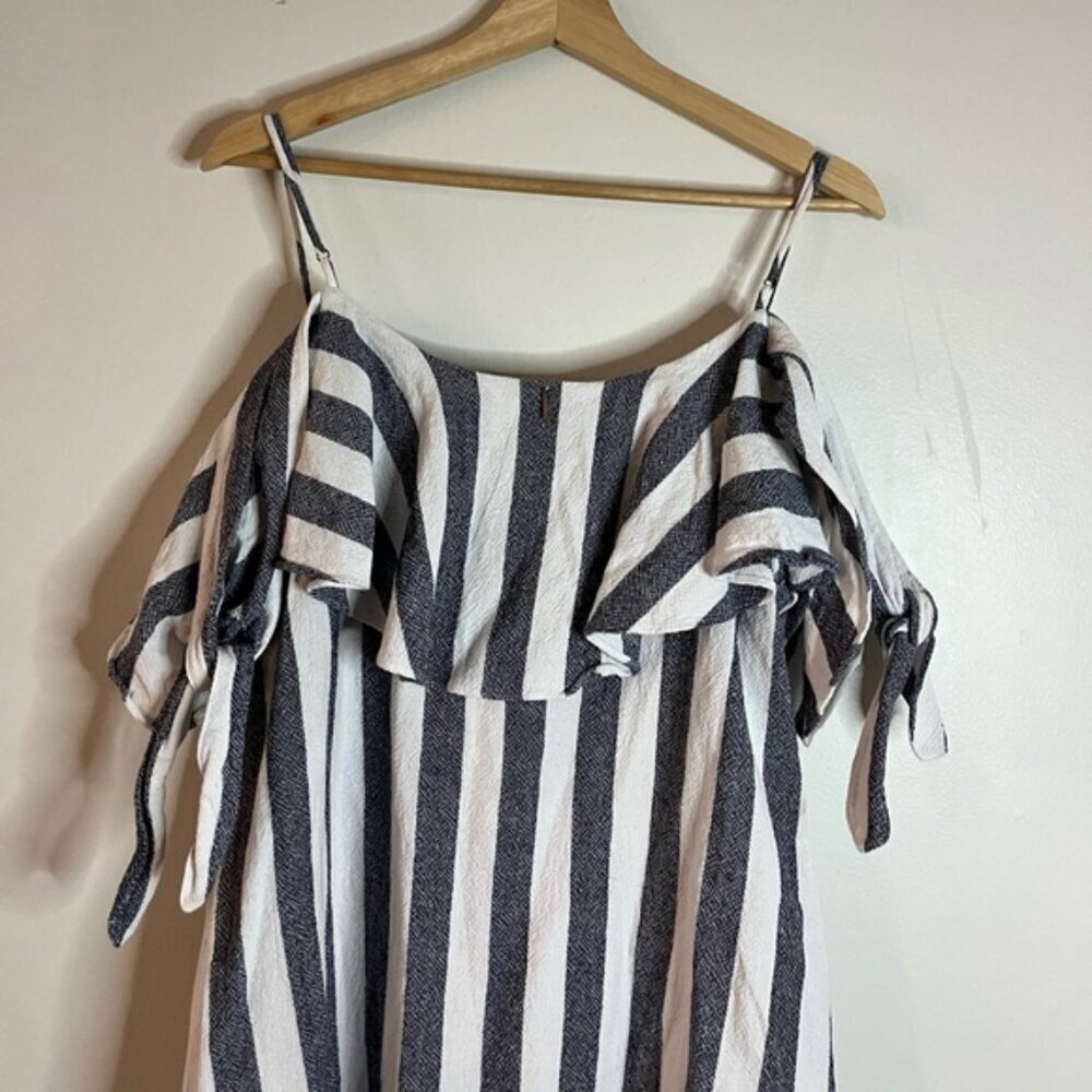 MISA Los Angeles Striped Off-Shoulder Ruffle Mini Dress Size L - Picture 5 of 14
